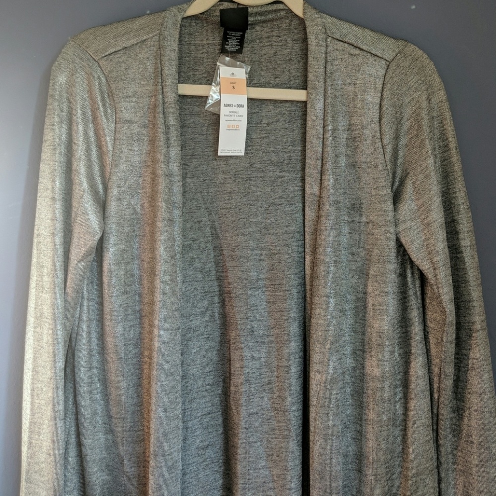 NWT Agnes & Dora Favorite Sparkle Cardi- silver